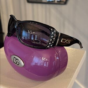 DG Black Rhinestone Embellished Sunglasses